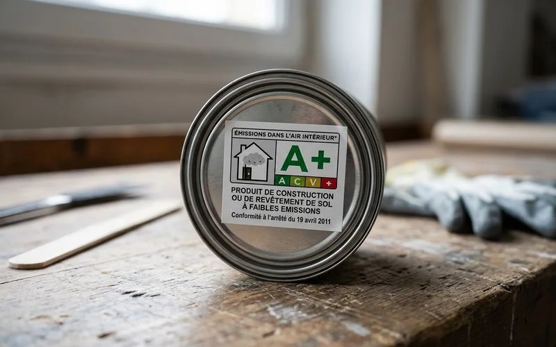 Étiquette certification A+ COV sur pot de résine