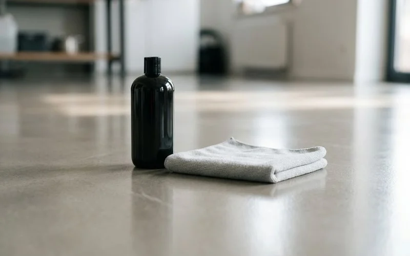 Produits d'entretien pH neutre et chiffon microfibre sur sol résine