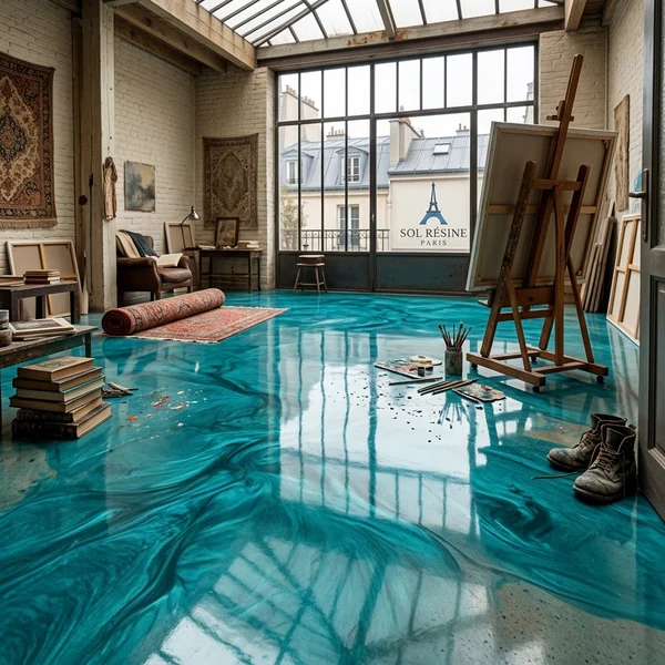 Sol Résine Marbrée